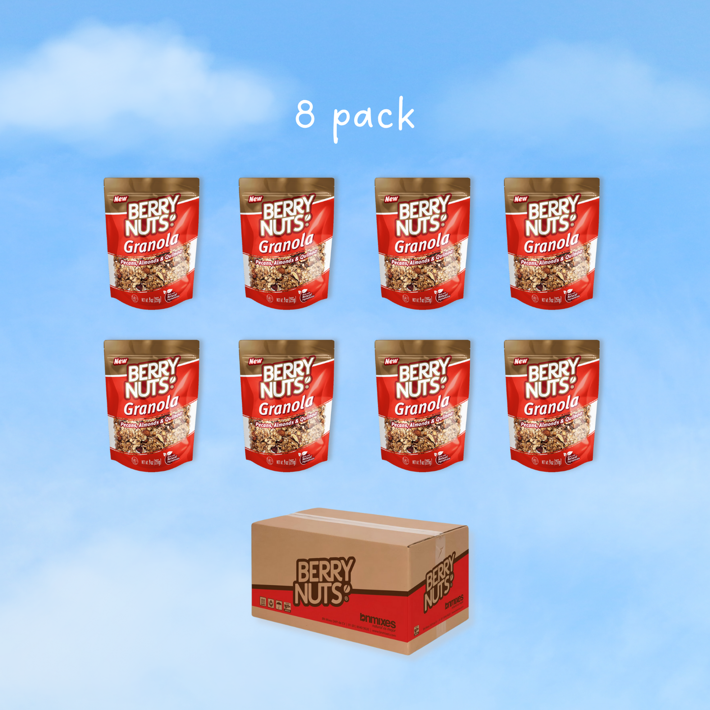 Berry Nuts® Pecans, Almonds & Quinoa Granola 8 Pack (8x9 Oz)