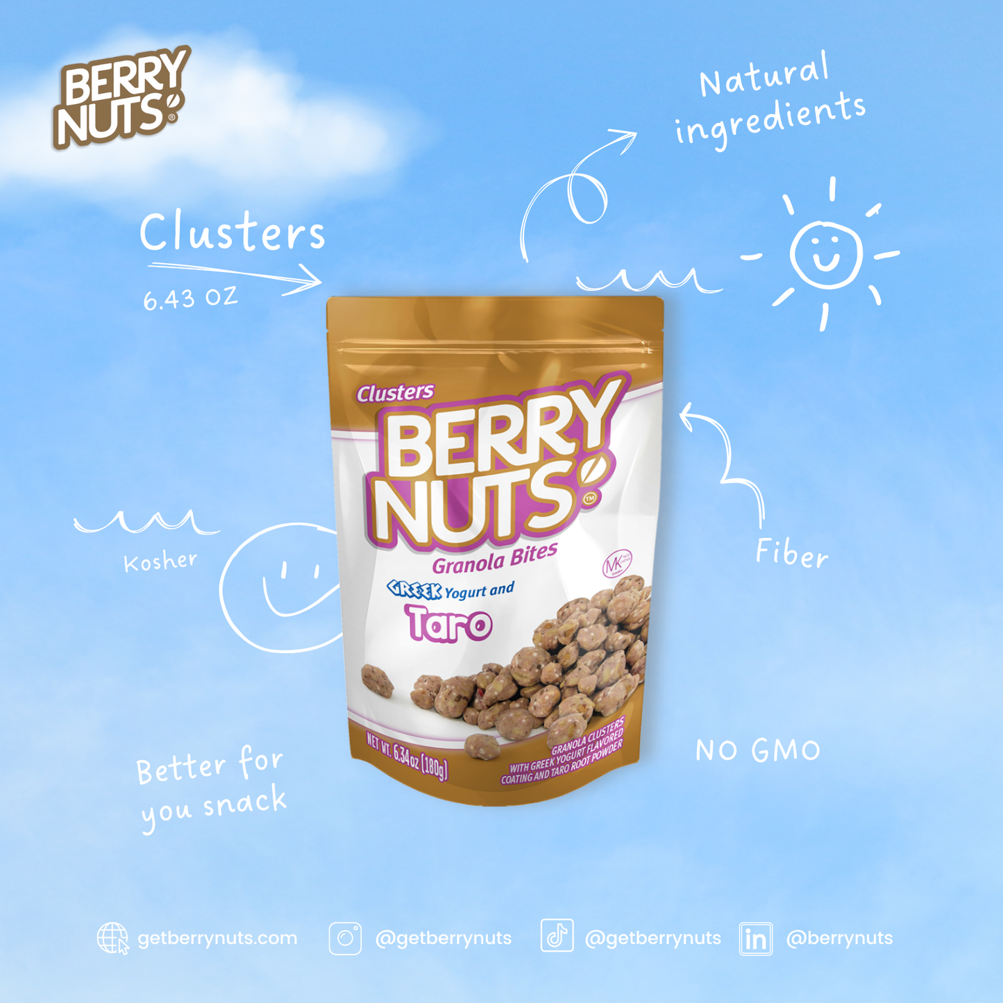Berry Nuts® Greek Yogurt Taro Granola Bites 15 Pack (15x6.34 Oz)