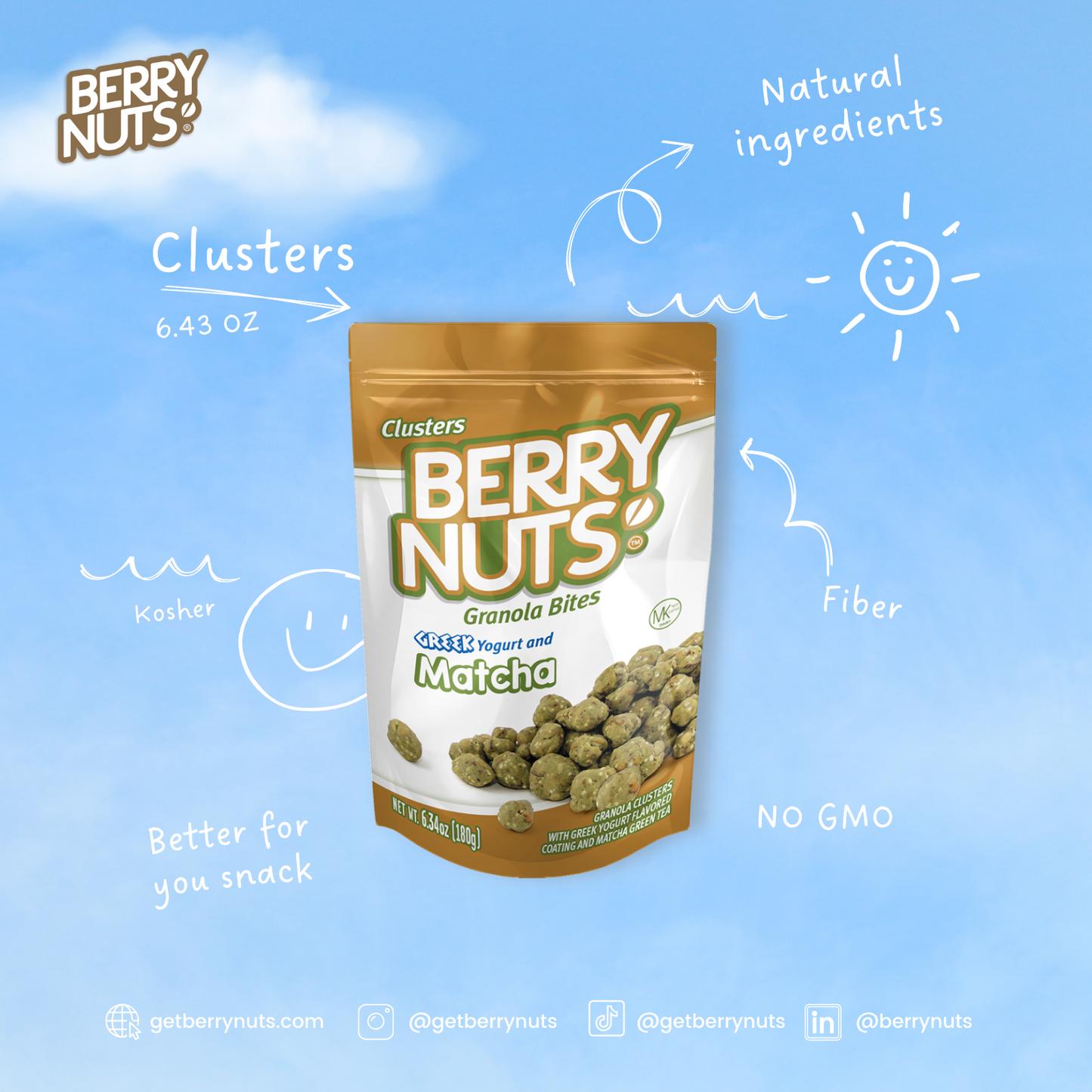 Berry Nuts® Greek Yogurt Matcha Granola Bites 15 Pack (15x6.34 Oz)