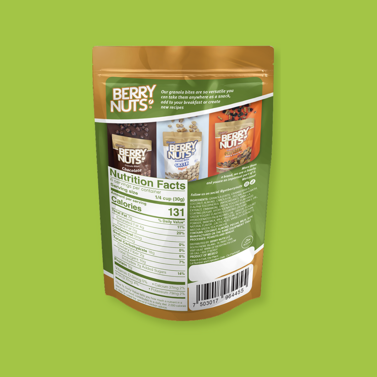 Berry Nuts® Greek Yogurt Matcha Granola Bites 6.34 Oz